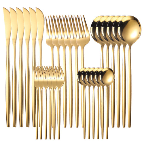 30pc Stainless Steel Cutlery Set Knives Forks Spoons
