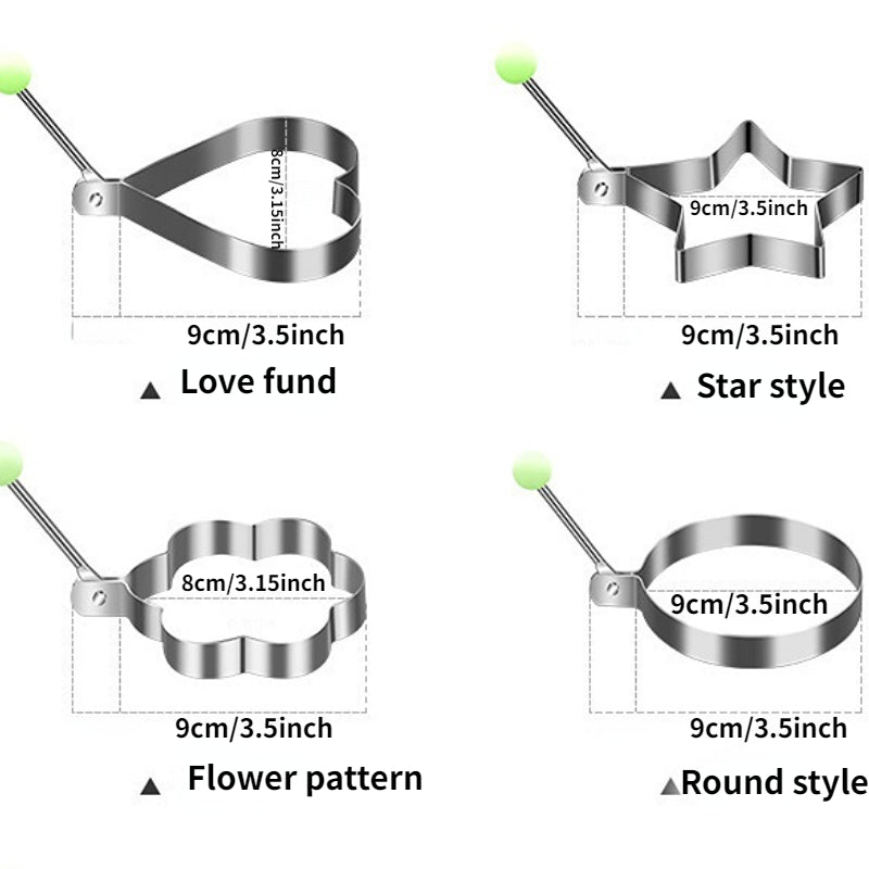 Stainless Steel Kawaii Egg Ring Molds 4 Pack