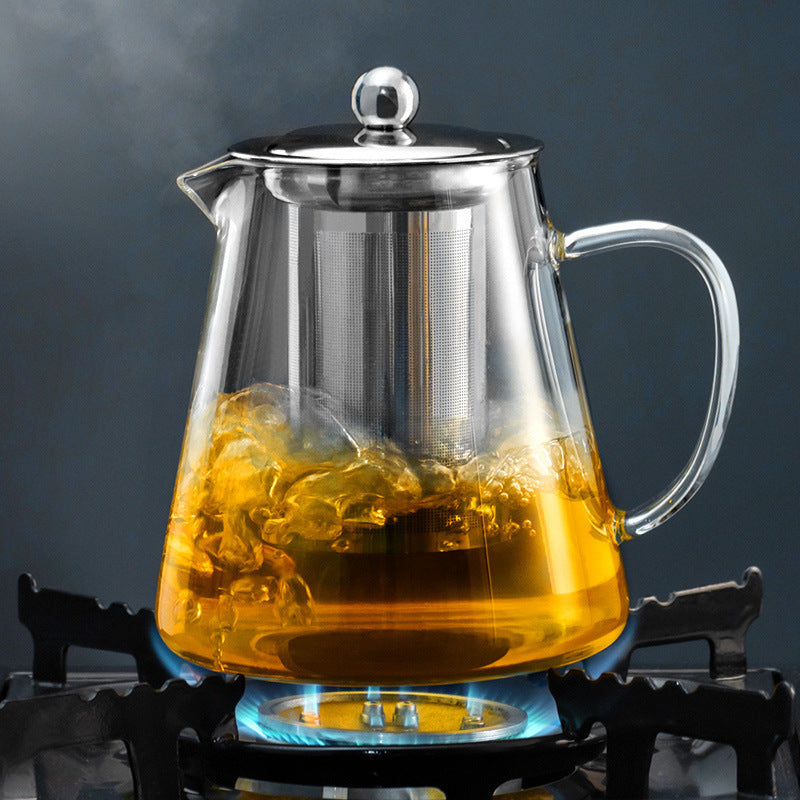 Elegant Floral Glass Teapot with Durable Infuser Dishwasher Safe