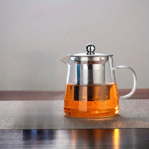 Elegant Floral Glass Teapot with Durable Infuser Dishwasher Safe