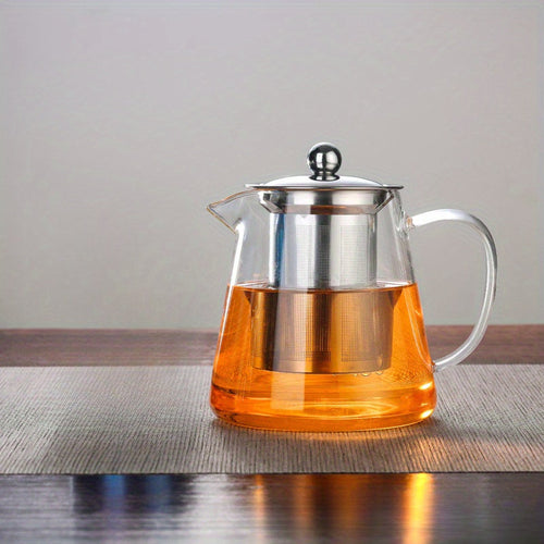 Elegant Floral Glass Teapot with Durable Infuser Dishwasher Safe