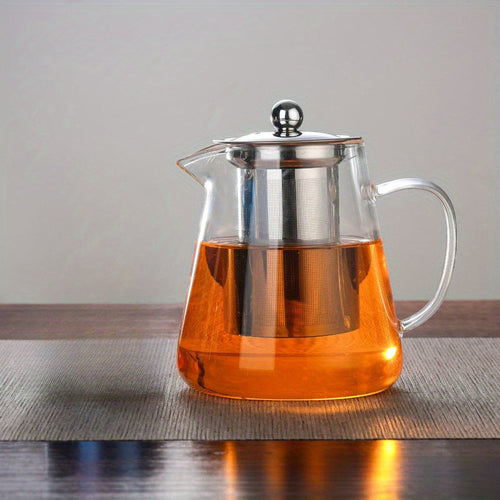 Elegant Floral Glass Teapot with Durable Infuser Dishwasher Safe