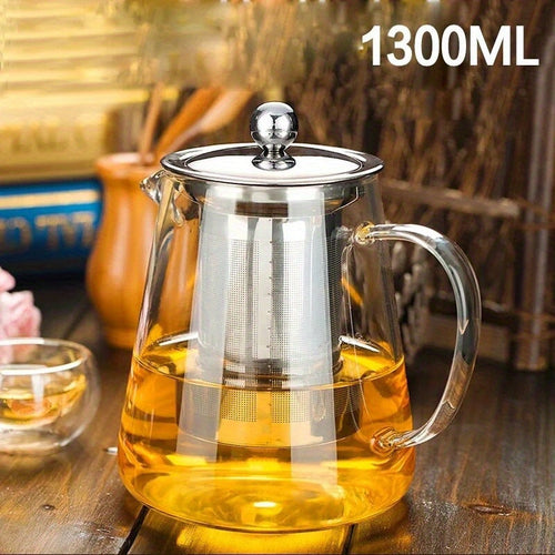 Elegant Floral Glass Teapot with Durable Infuser Dishwasher Safe