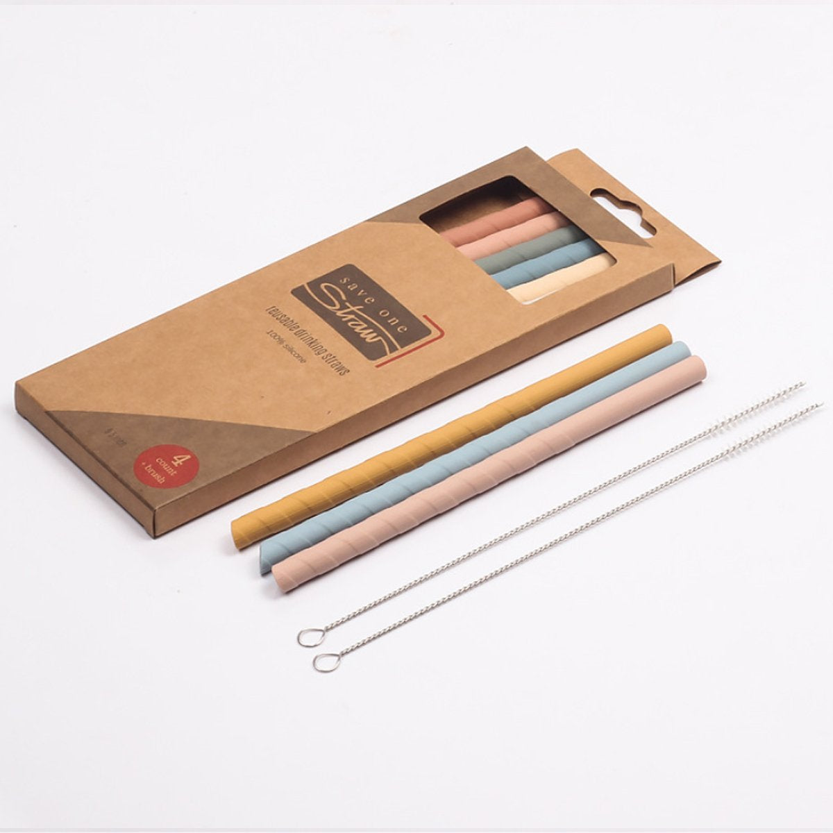 Eco Safe 8 In 1 Silicon Reusable Straws For HOT/COLD Drinks | Kitchen + Metal |