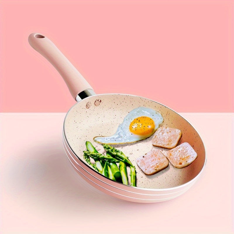 Elegant 165cm NonStick Pink Skillet with Wooden Handle