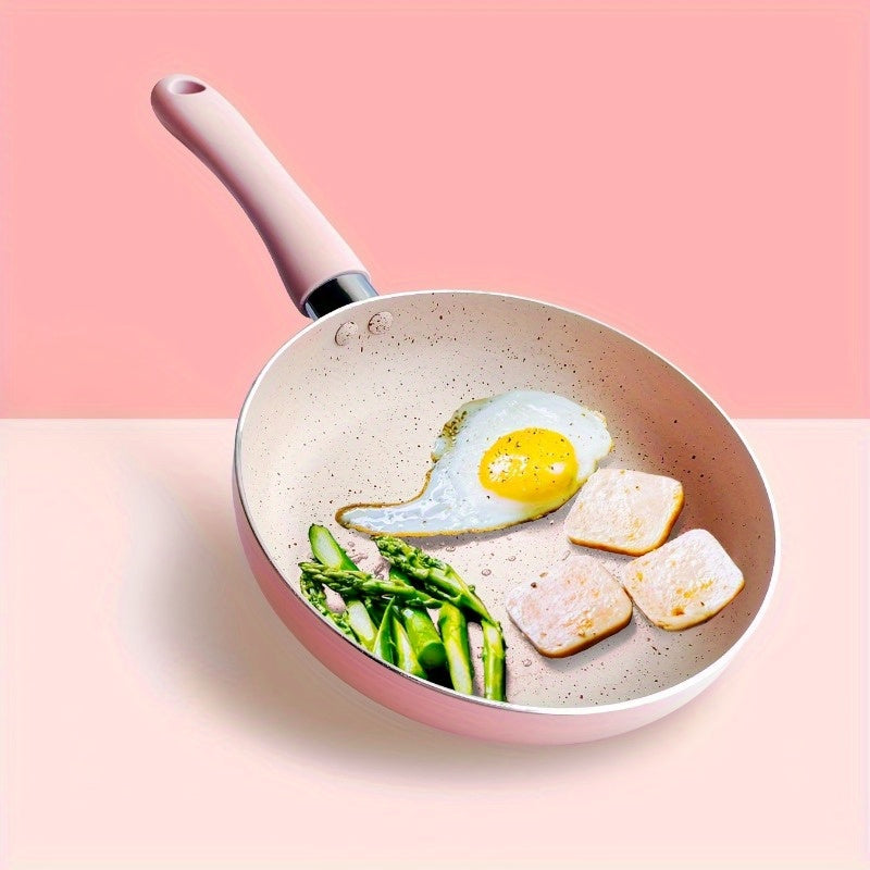 Elegant 165cm NonStick Pink Skillet with Wooden Handle