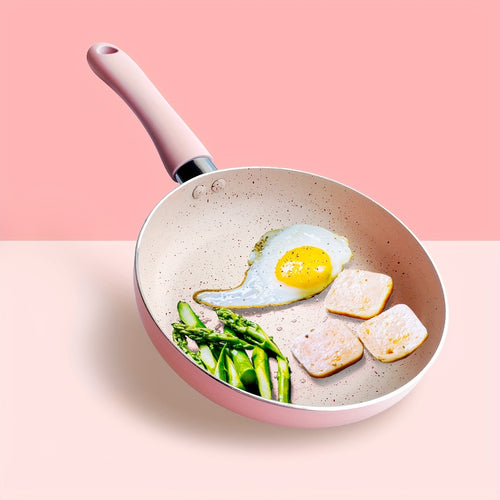 Elegant 165cm NonStick Pink Skillet with Wooden Handle