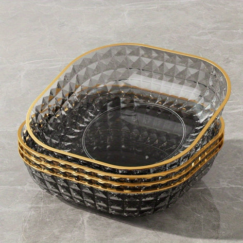 Elegant 4Piece Fruit and Dessert Bowl Set with Gold Rim