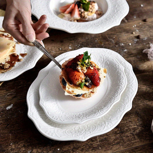 Vintage Lace Ceramic Plate Nordic Style Elegance