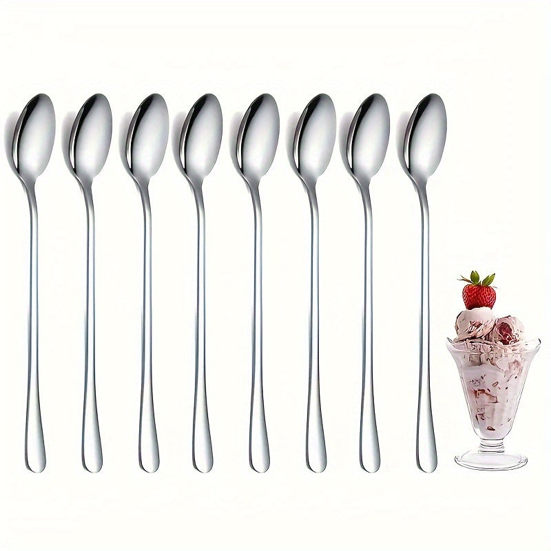 8Piece Stainless Steel Long Handle Spoon Set