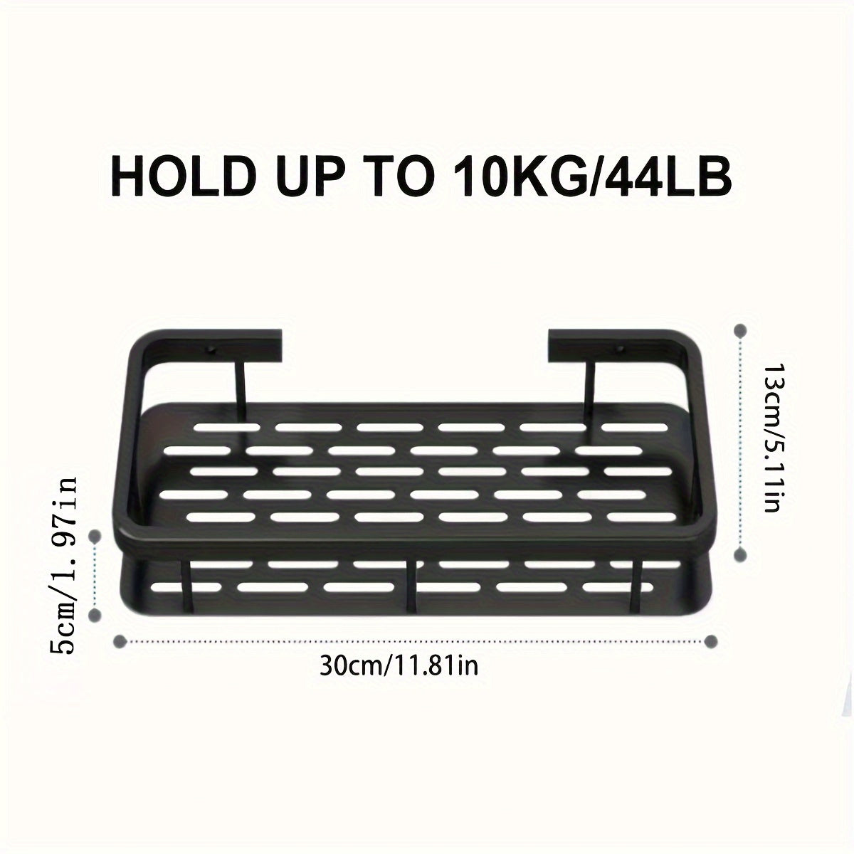 Durable Black Stainless Steel Shower Caddy 20KG Capacity