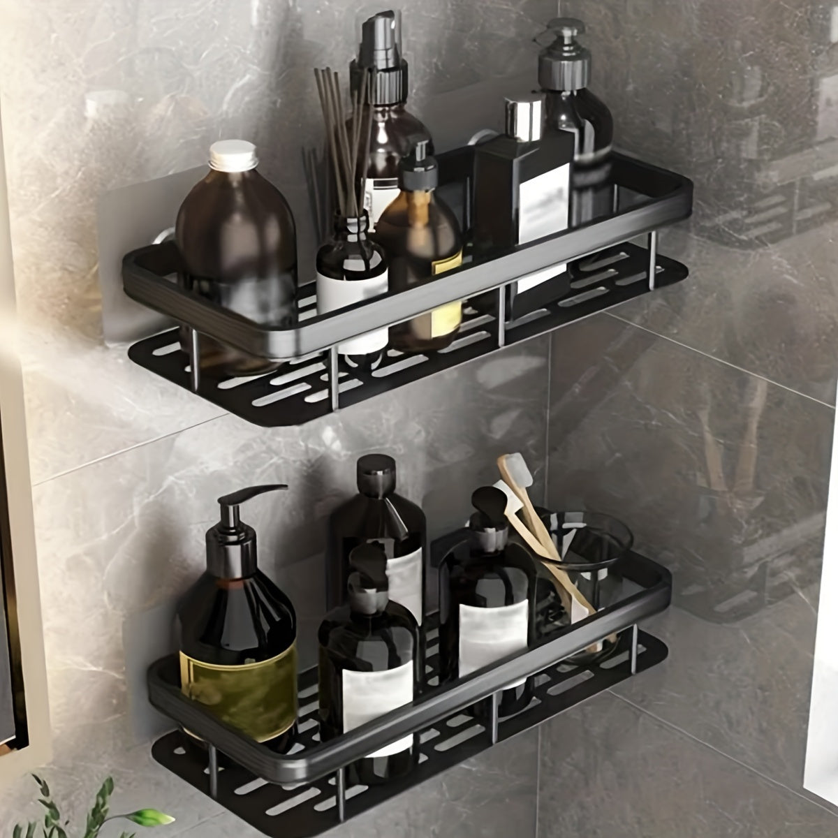Durable Black Stainless Steel Shower Caddy 20KG Capacity