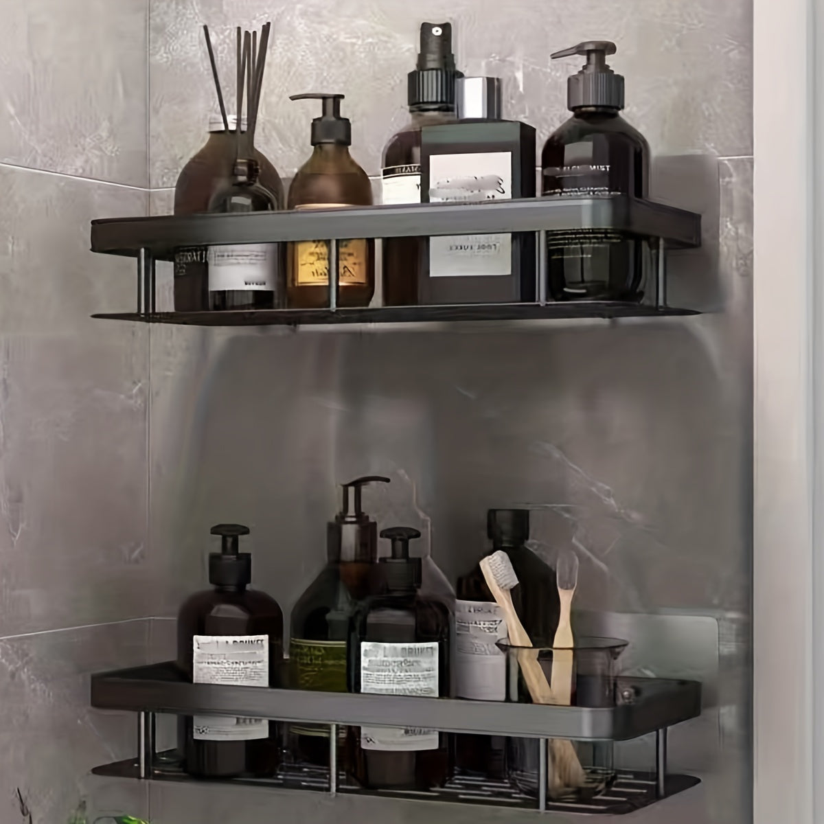 Durable Black Stainless Steel Shower Caddy 20KG Capacity