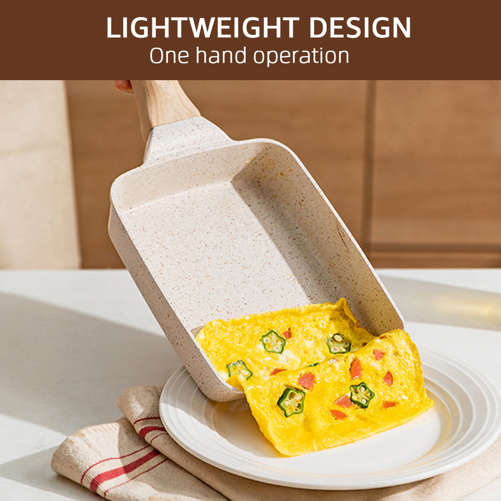 NonStick Japanese Omelette Pan with Wood Handle