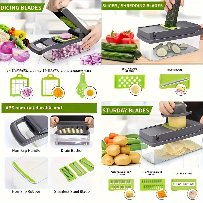 16in1 Multifunctional Vegetable Chopper Slicer Set