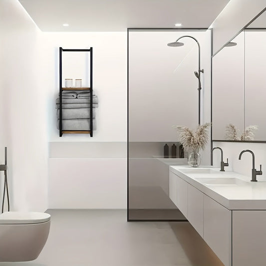 Compact TwoTier Wall Towel Rack Sturdy Easy Install Ample Storage