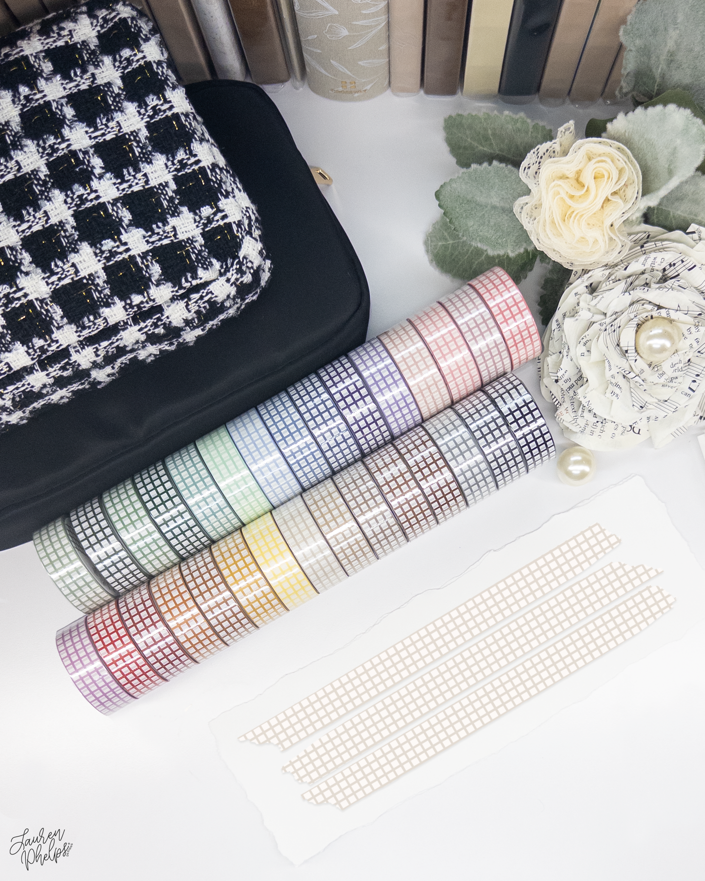 Oatmeal Classic Grid 15mm washi
