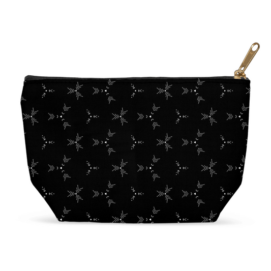 Black Geometric Pouches for Cosmetics or Travel
