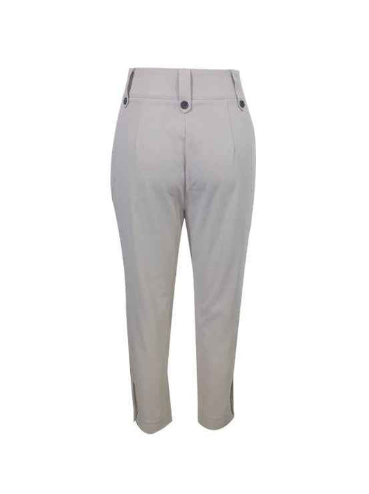 Women's Casual Pants Button Detail Non Elastic Belt Solid Color Four Season Fashion