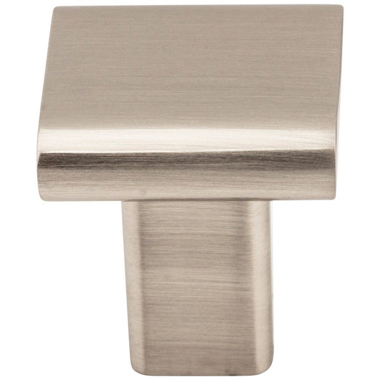 1" Overall Length Satin Nickel Square Park Cabinet Knob