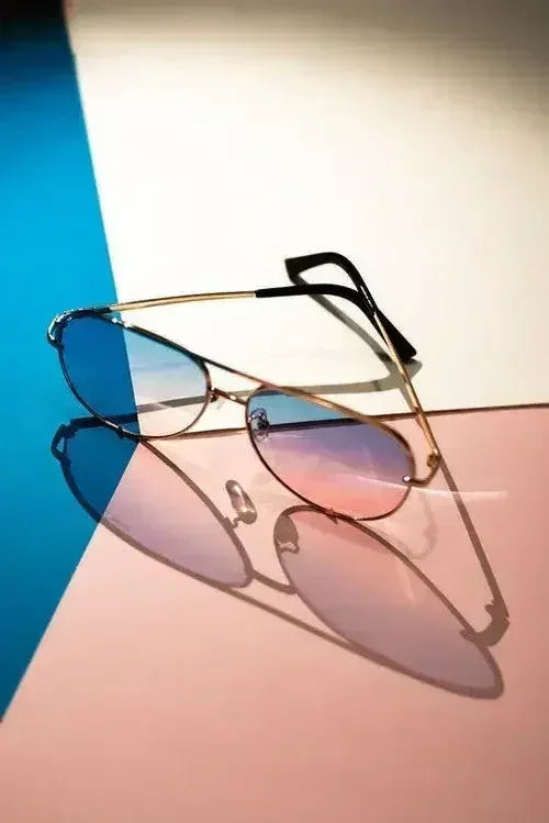 Gold Blue Pink Unisex Aviator Sunglasses
