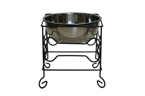 YML Elevated Wrought Iron Pet Feeder with Stainless Steel Bowl