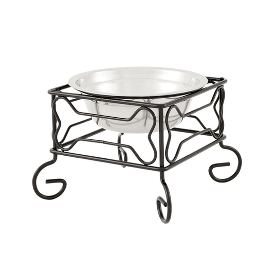 YML Elevated Wrought Iron Pet Feeder with Stainless Steel Bowl
