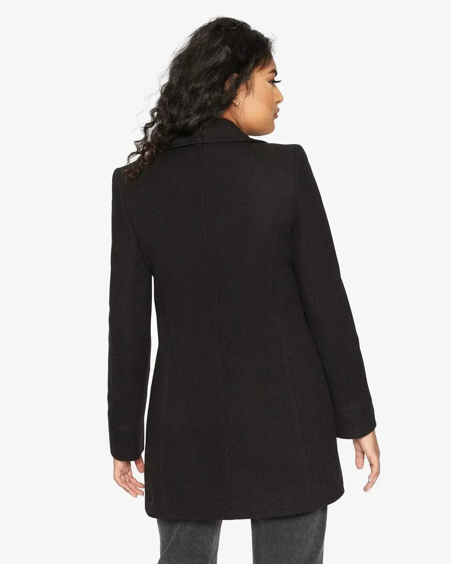 De La Creme Womens Wool Blend Hip Length Covert Coat