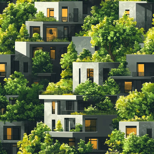 Verdant Urban Oasis at Dusk