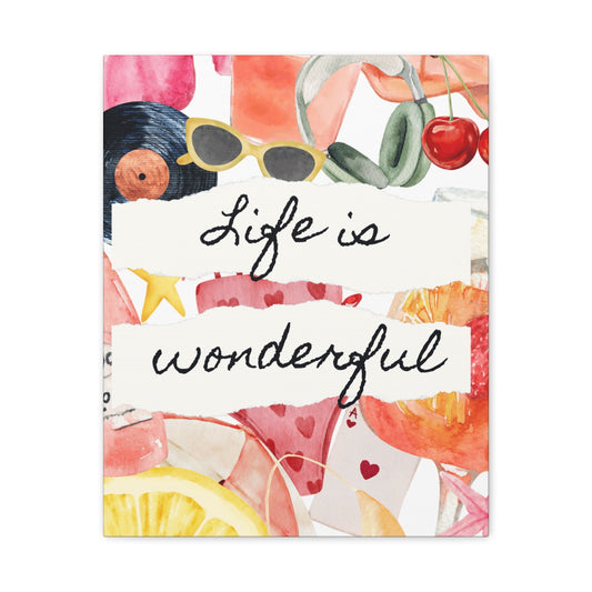Life is Wonderful Canvas Wall Art, Colorful Decor, Inspirational Gift, Home Display, Summery Wall Art, Motivational Print