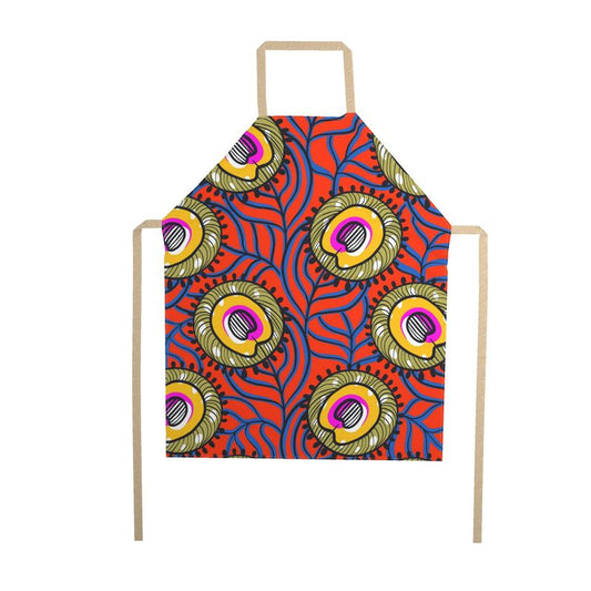 Orange & Green Ankara Print, No Pocket Apron | Aprons | Kitchen + Metal