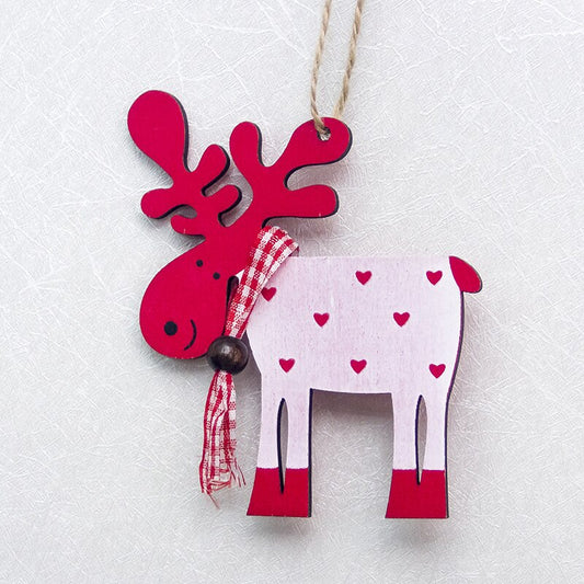 1PC Xmas Tree Pendants Hanging Wooden Colorful Elk