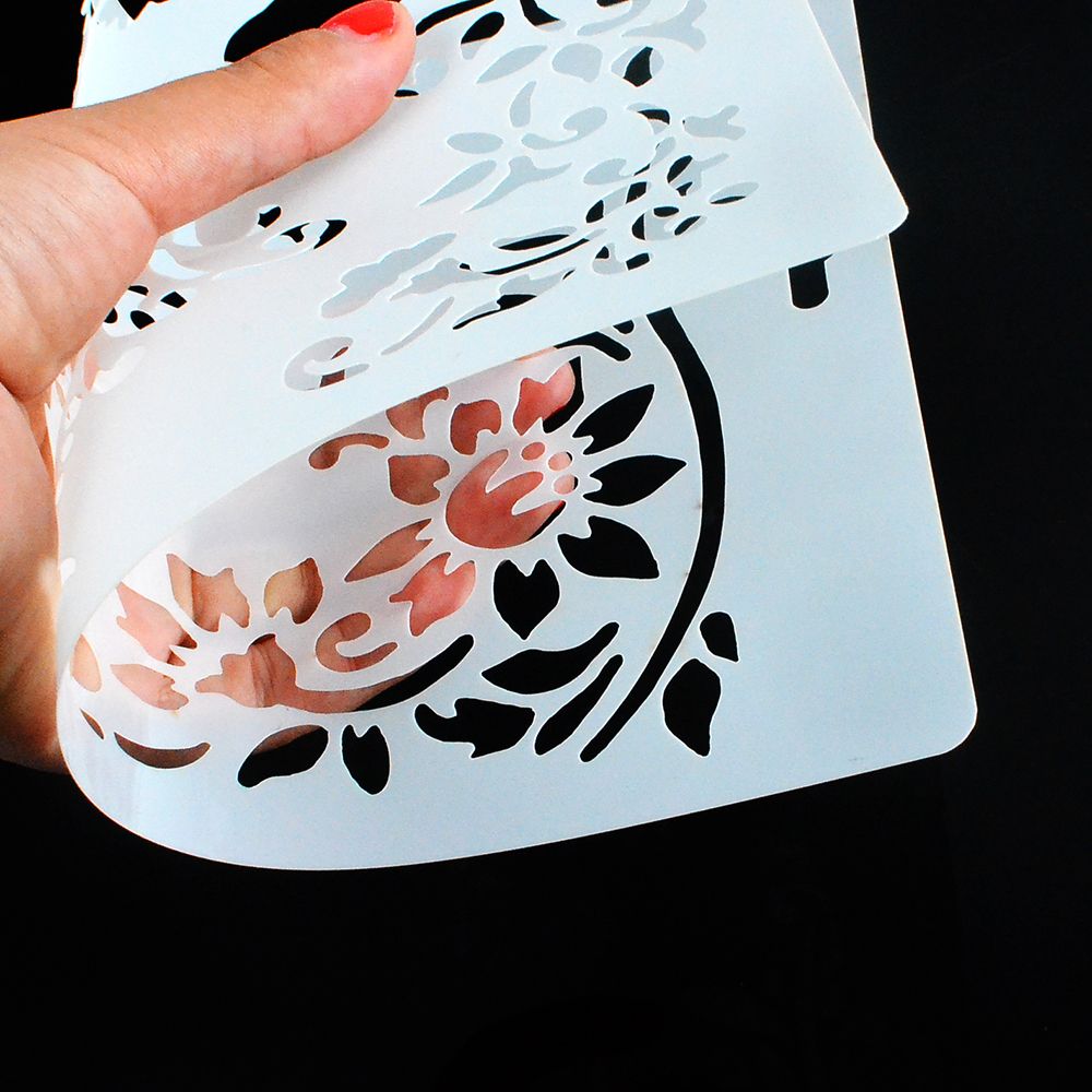 1Pc White DIY Floral Craft Layering Stencils For