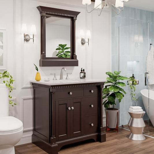 Eviva Preston Aged Chocolate Solid Wood Framed Mirror