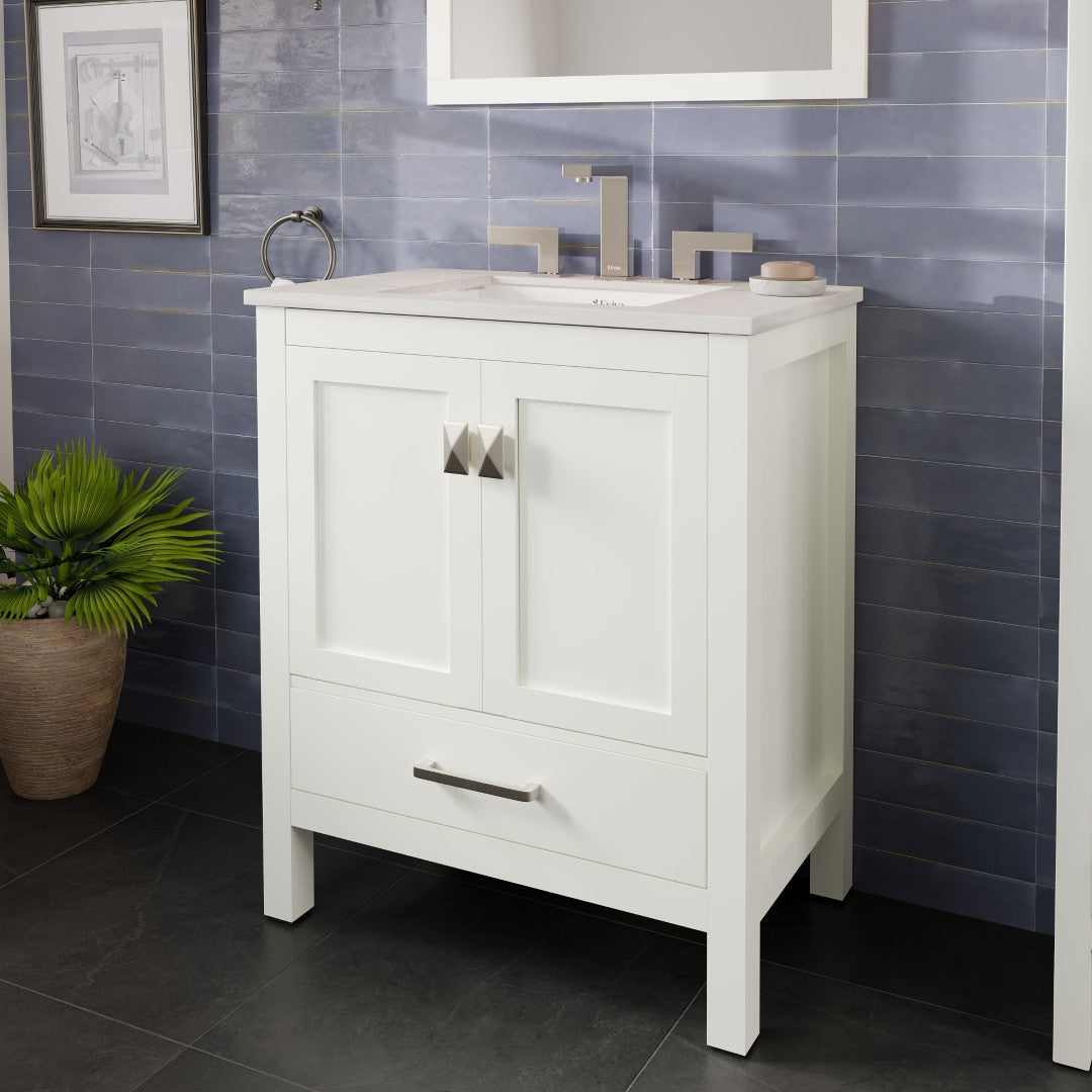 Eviva Sleek 2-Handle Waterfall Widespread Bathroom Faucet with Deckplate Included in Brushed Nickel