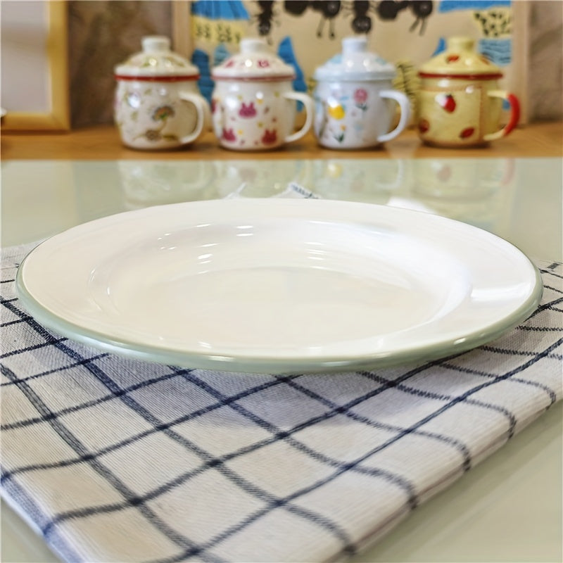 Vintage Enamel Serving Plates Set Elegant Dining Essential