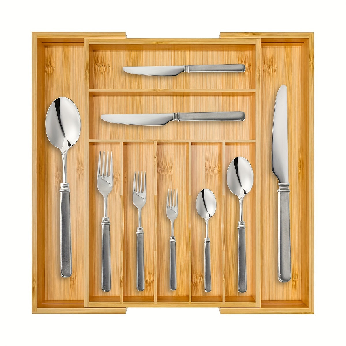 Bamboo Silverware Organizer - Expandable Kitchen Drawer and Cutlery | Silverware | Kitchen + Metal