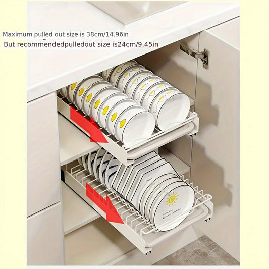 Space-Saving Stainless Steel Dish Rack - Pull-Out Kitchen Organizer | Home Organization | Kitchen + Metal