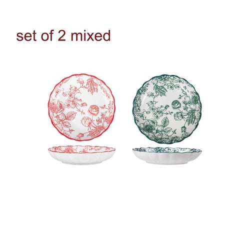 Elegant Rose Floral Salad Plates Set Ideal Gift