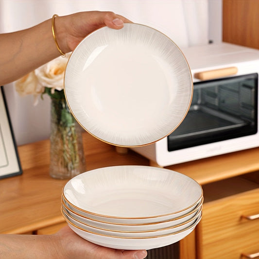 4Piece 8Inch Ceramic Dinner Plates Set Elegant Durable