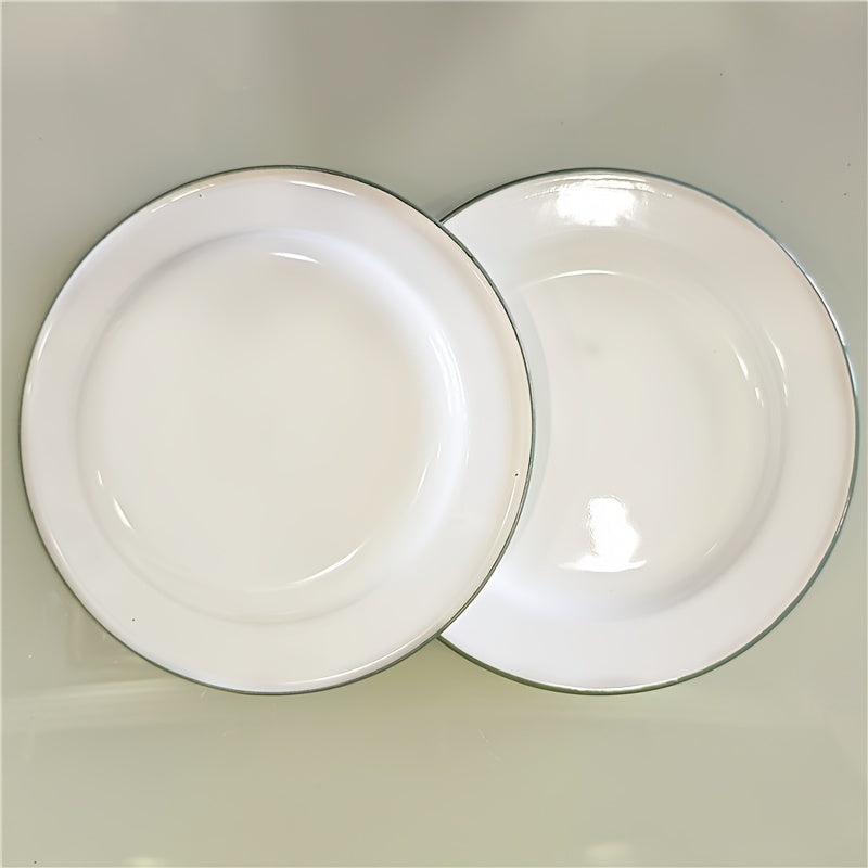 Vintage Enamel Serving Plates Set Elegant Dining Essential