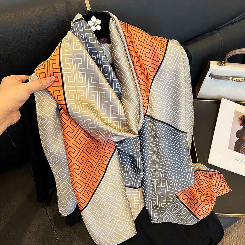 Elegant Silk Scarf for Women - Long Sun Protection Accessory for Spring and Summer