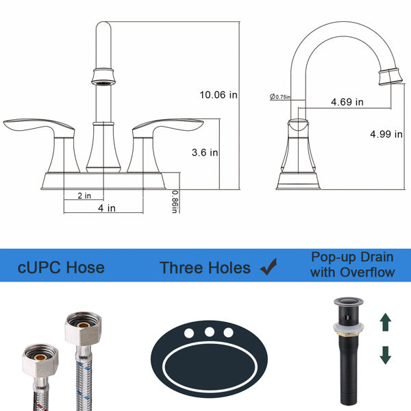 2 Handles 4-inch Oil Wiped Bronze Bathroom Faucet | Faucets | Kitchen + Metal