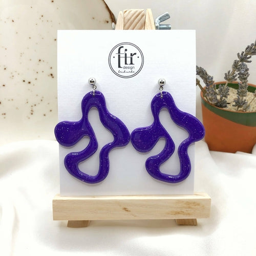 Bright Purple Earrings, Hand Crafted Free Form Earrings , Nickel Free