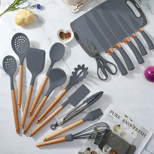 19-Piece Cooking Utensils and Knife Block Set | Kitchen Accessories | Kitchen + Metal