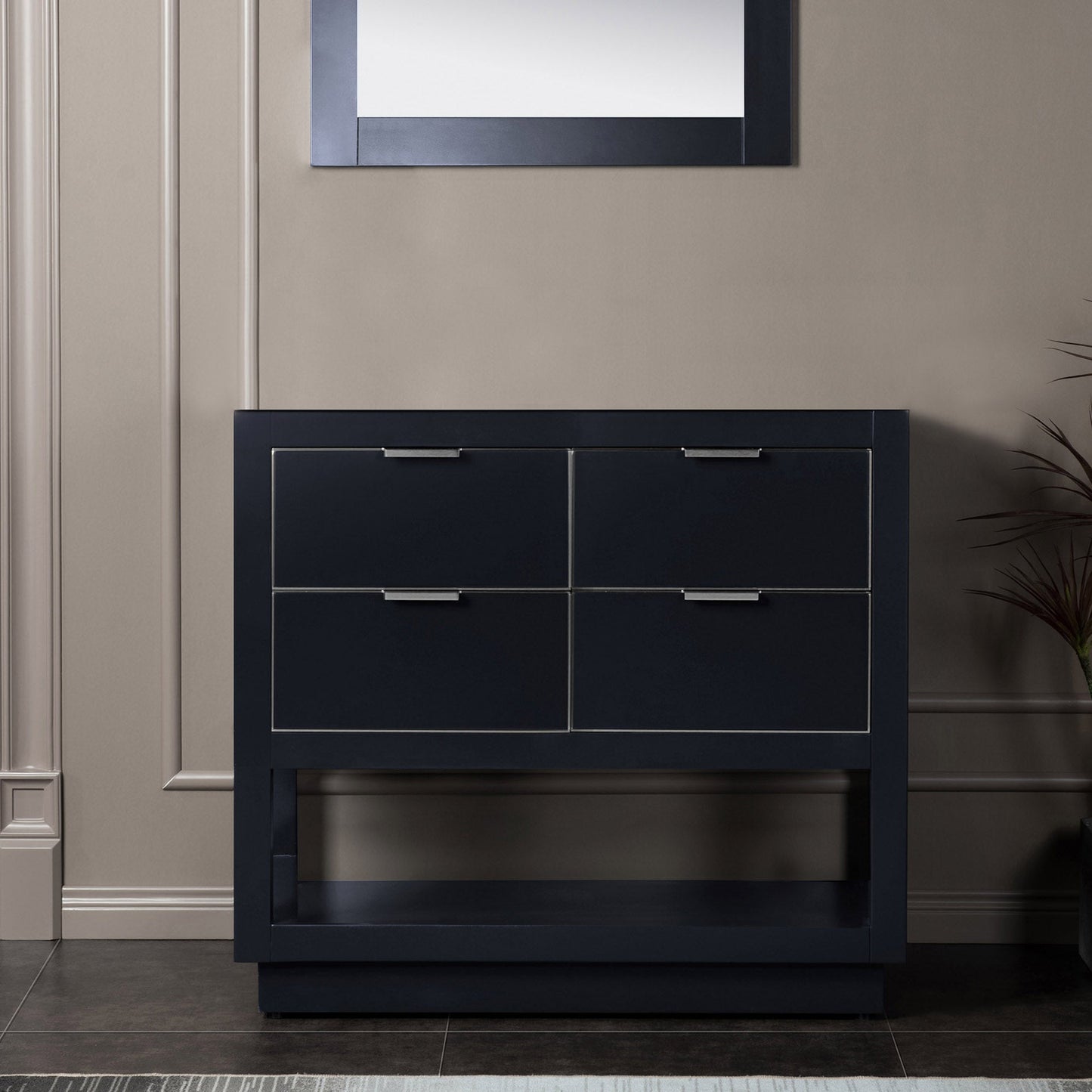 WOODBRIDGE Venice 42"x21"x33" Solid Wood Bath Vanities Cabinet Only with Drawers in Grey and Brushed Nickel Hardware, Venice-4221-Grey-BN
