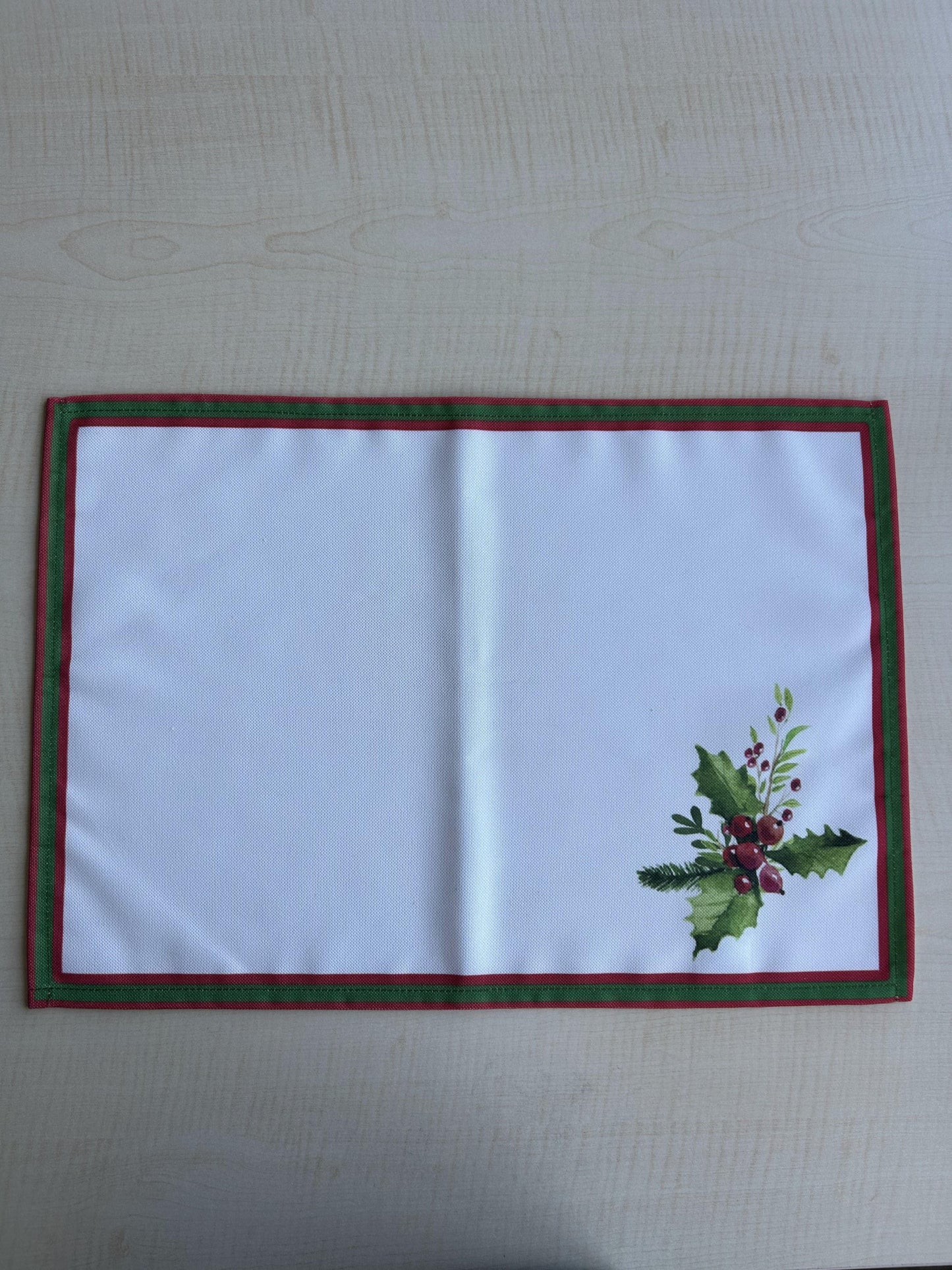 Holly Berry and Greenery Pattern Placemats - Nature Inspired