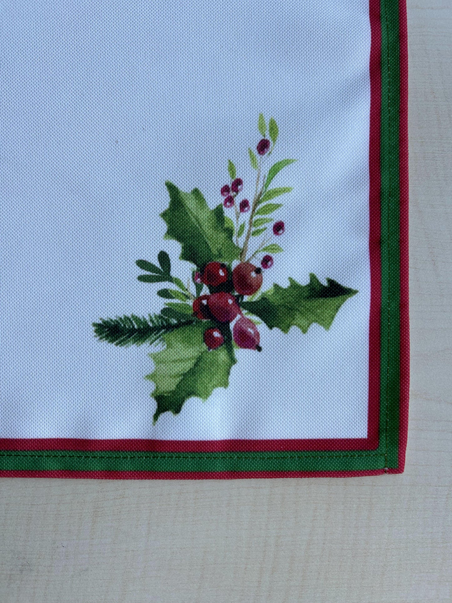 Holly Berry and Greenery Pattern Placemats - Nature Inspired