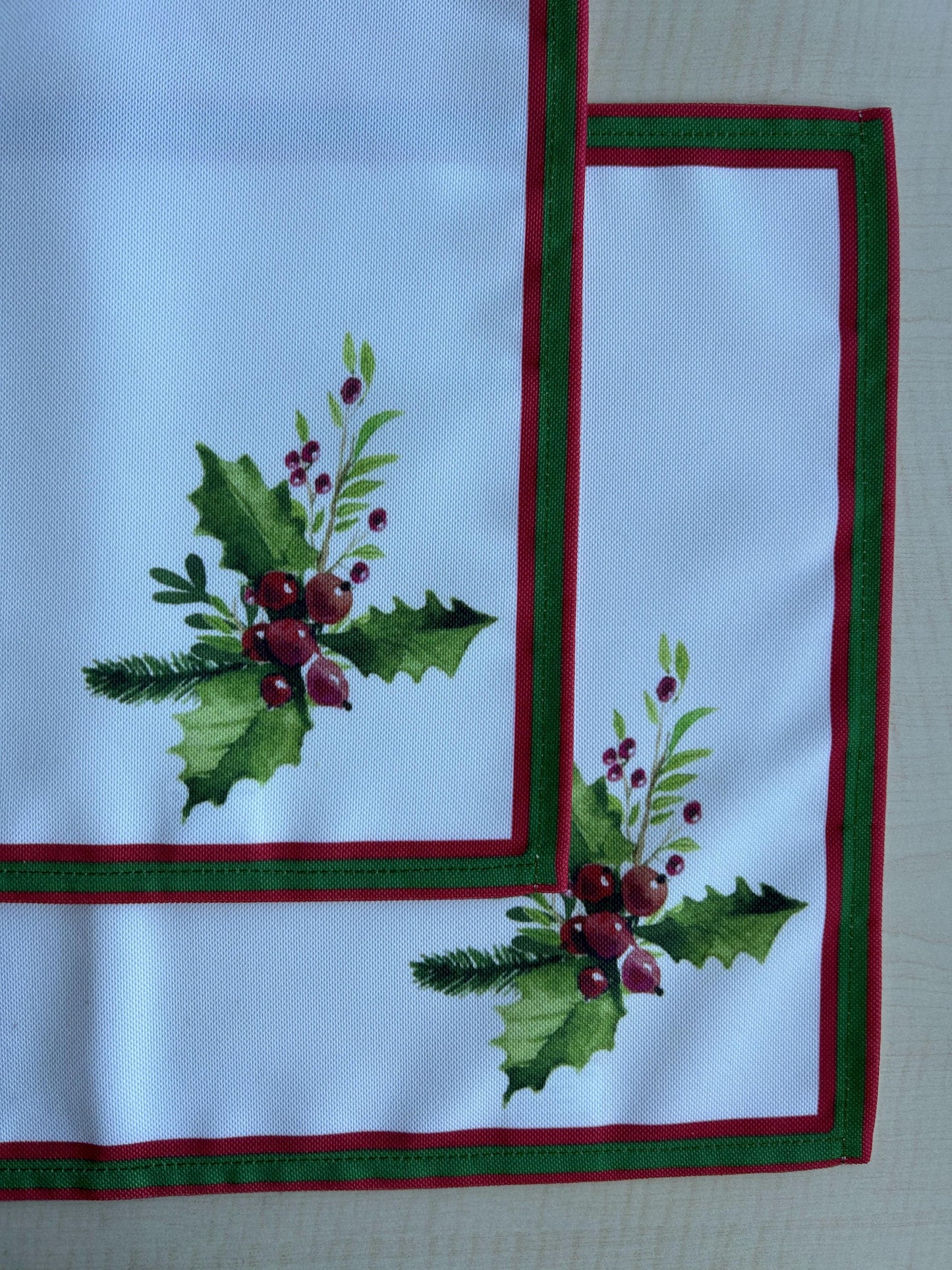 Holly Berry and Greenery Pattern Placemats - Nature Inspired