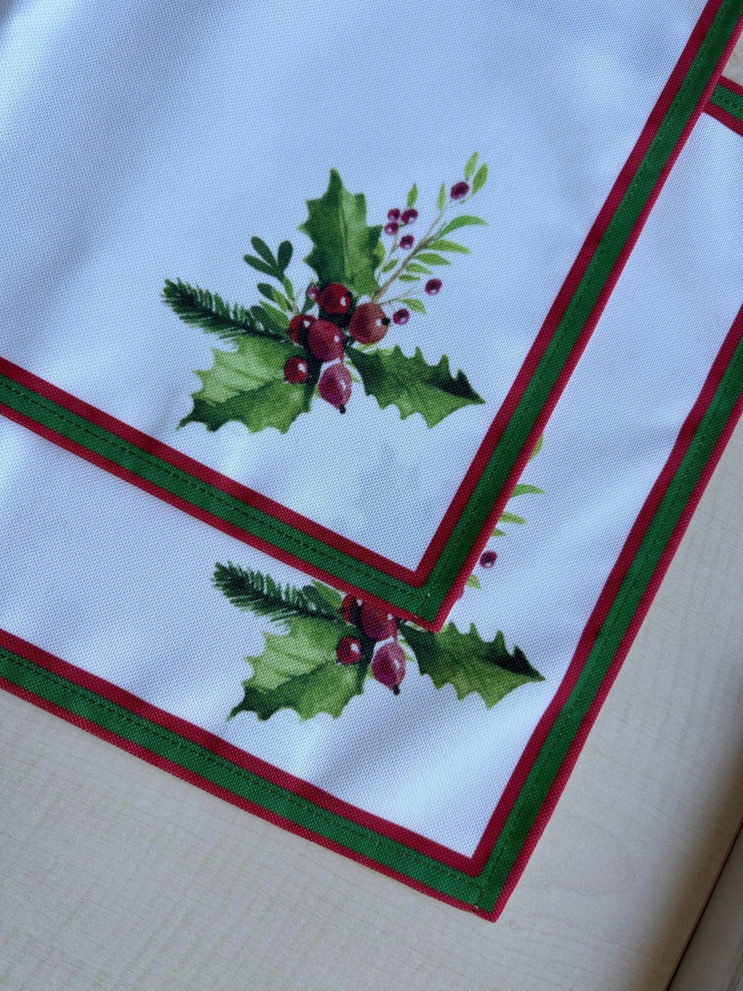 Holly Berry and Greenery Pattern Placemats - Nature Inspired